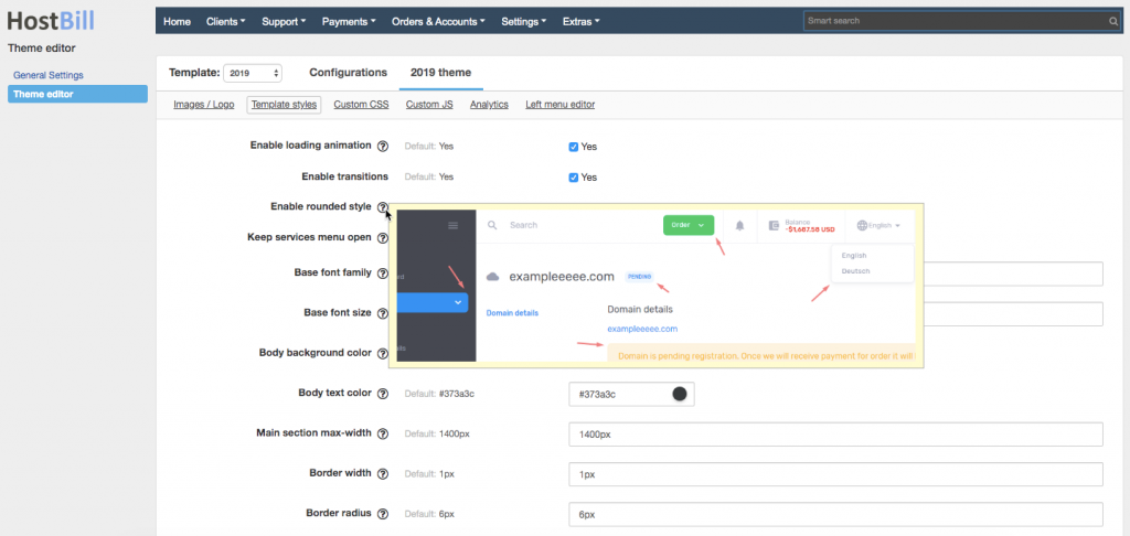 HostBill template styles