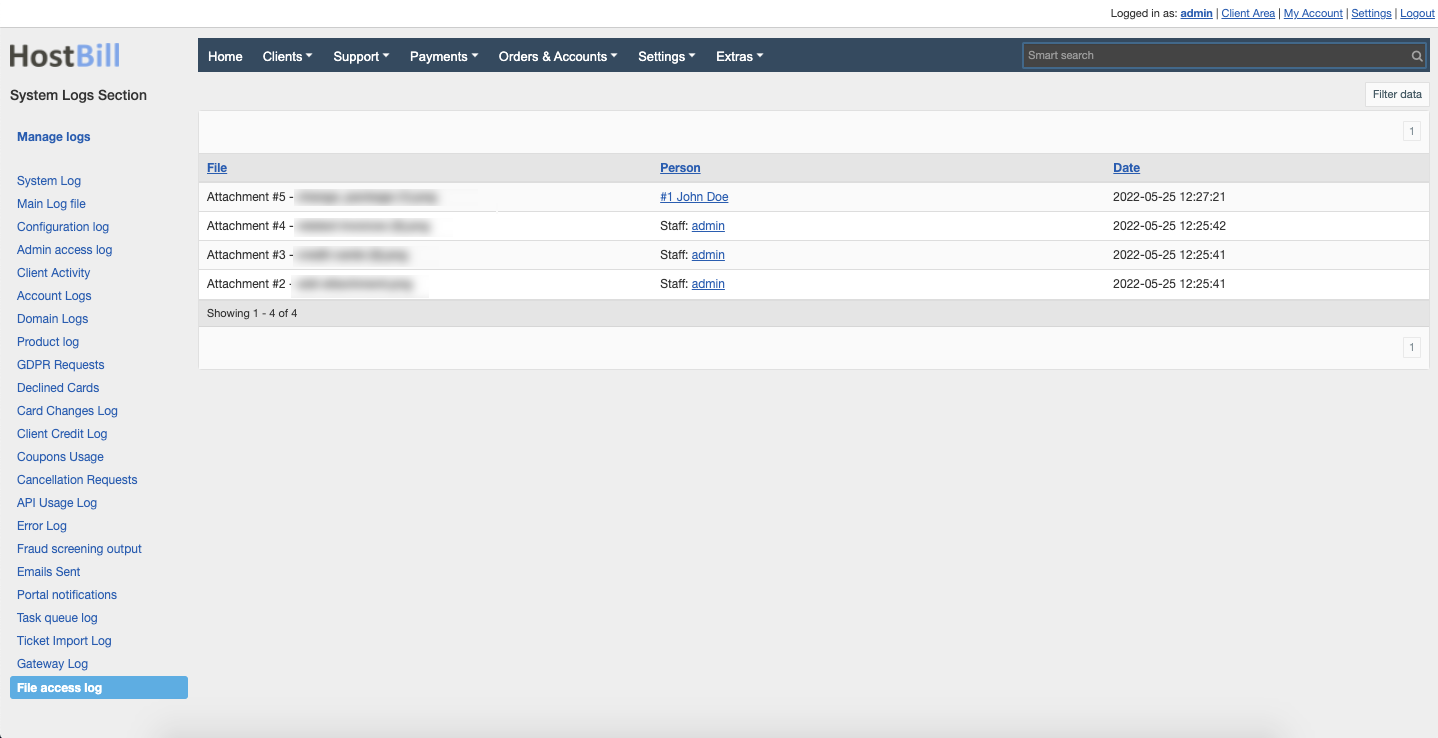 New Ticket attachments view, File access log, new product configuration ...
